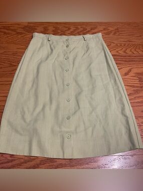 Requirements Vintage Button-Front Olive Green A-Line Skirt